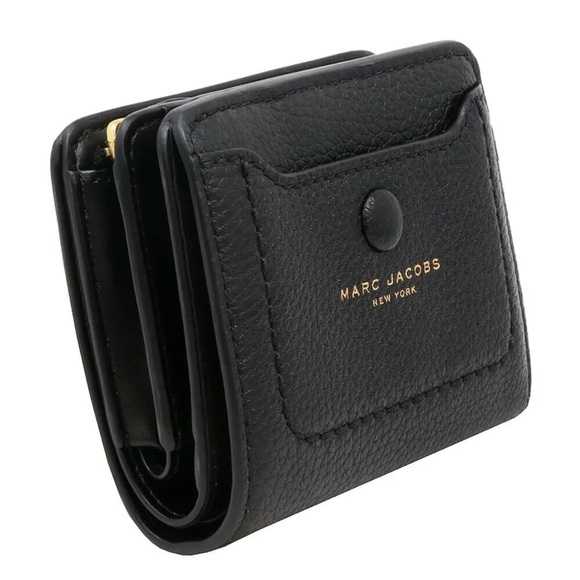 New With Defect Marc Jacobs Mini Empire City Black Leather Compact Coin Wallet - Picture 2 of 6